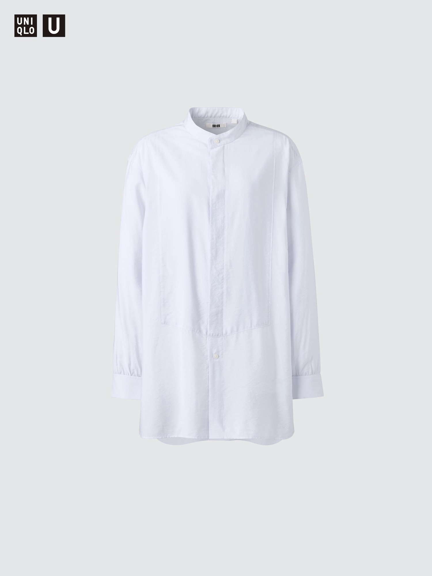 ulu ウル  ブラウス Stand collar big ribbon silk wide longer back double stand collar shirt - mid plus (black)