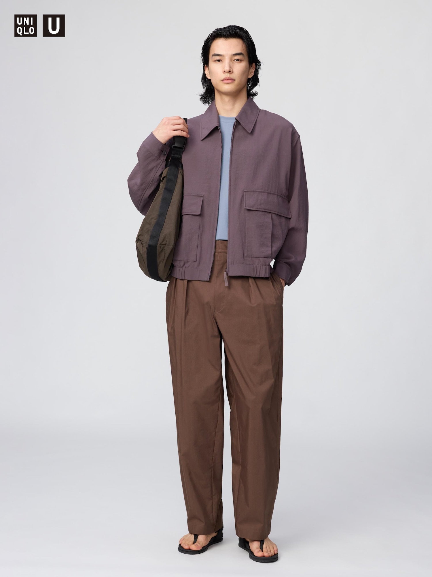 Uniqlo Men's Pleated Wide Pants Brown 30 2
