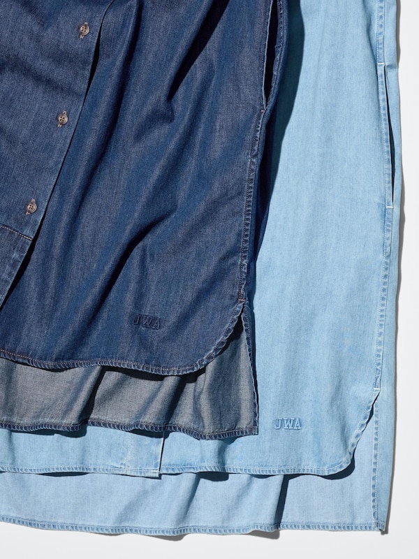 OPEN COLLAR DENIM SHIRT DRESS