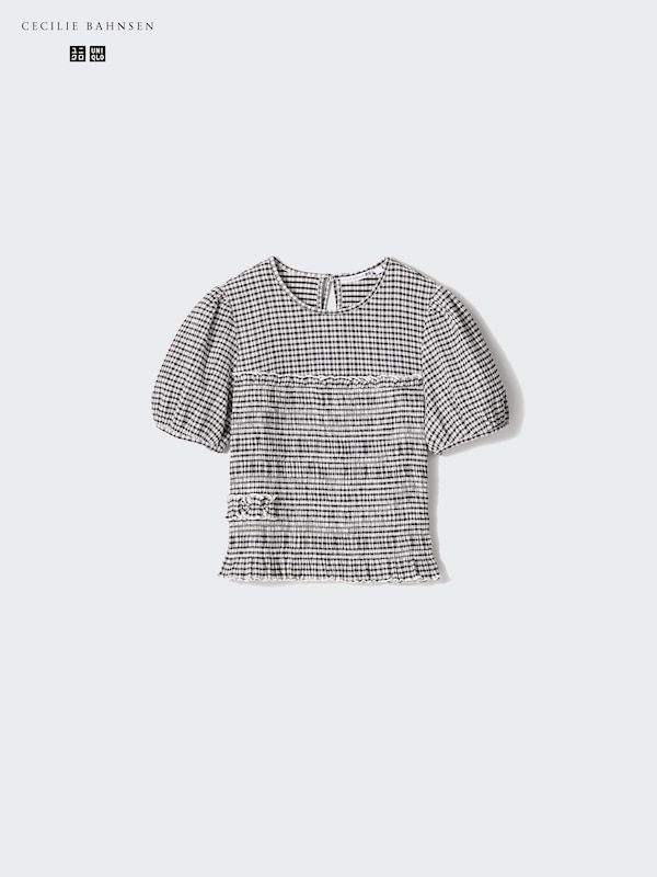 Shirring Volume Sleeve T-Shirt | Flower