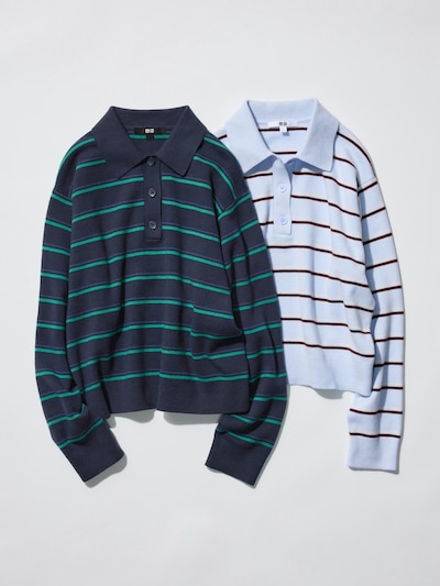 Smooth Cotton Polo Jumper (Striped)
