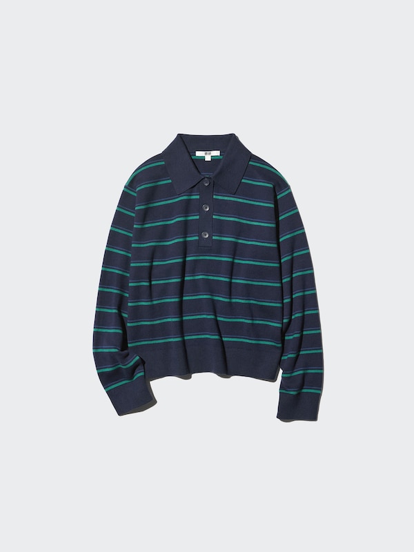 Smooth Cotton Polo Sweater | Striped