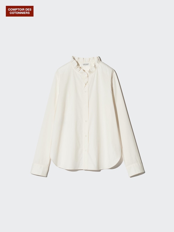 Cotton Blend Frill Shirt