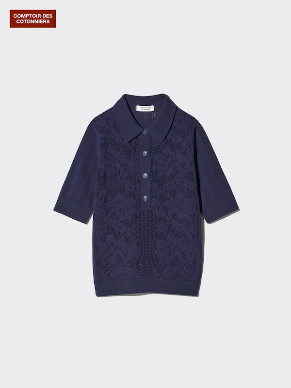 Cotton Crochet Polo Jumper (Short Sleeve)