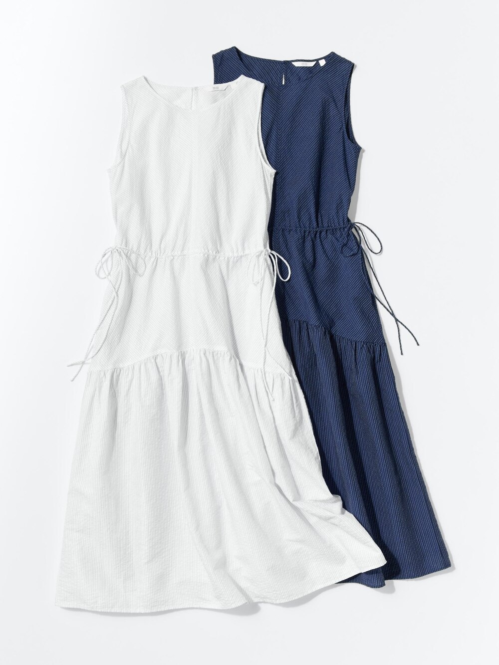 Uniqlo Linen Blend Tiered Dress | Stripe — фото 2