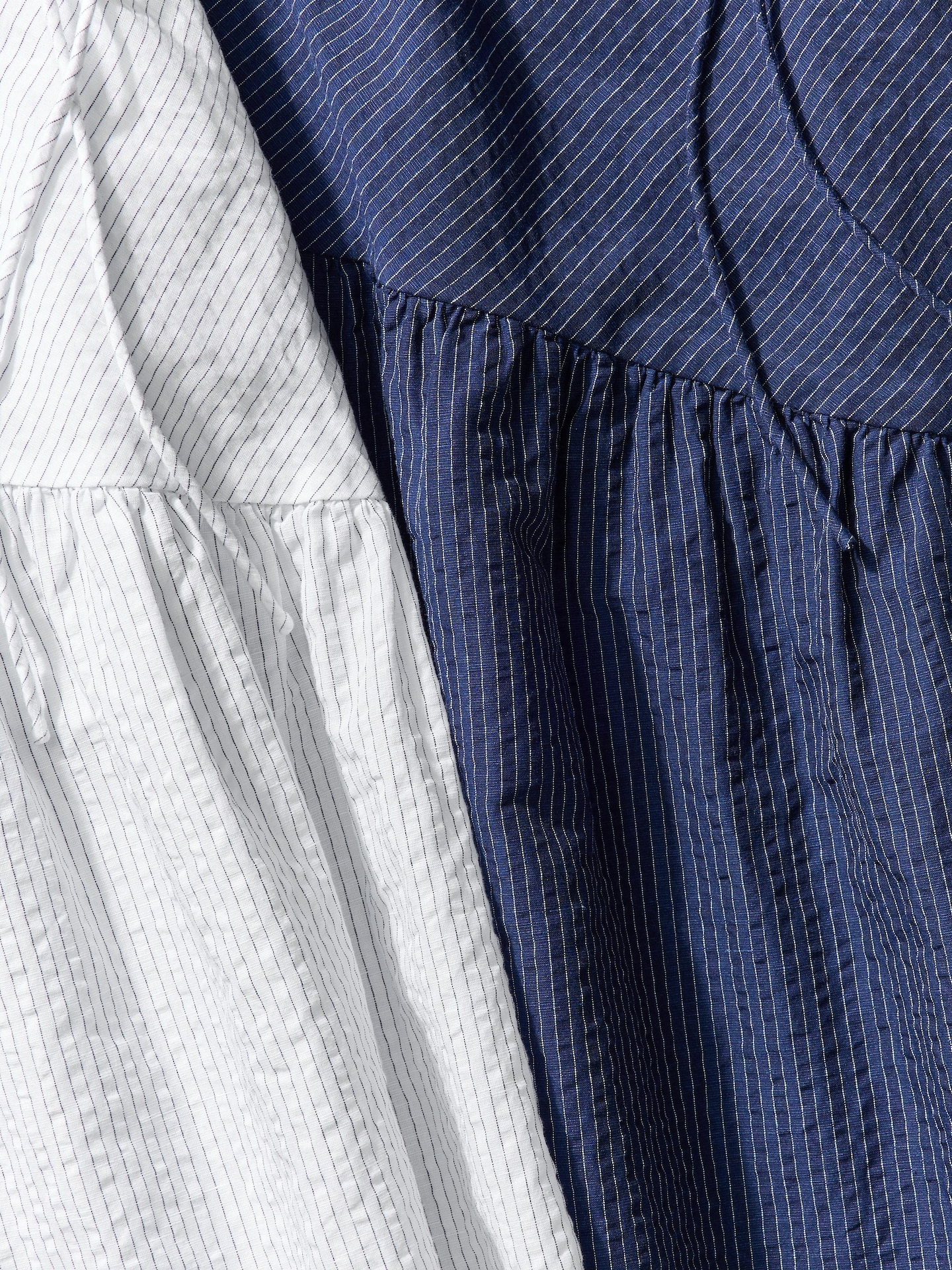 Женское многоярусное платье Uniqlo из льняной смеси в полоску, цвет: Тёмно-синий — фото 3
