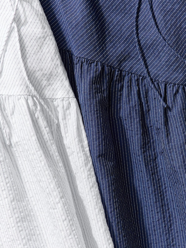 Linen Blend Tiered Dress | Sleeveless Striped