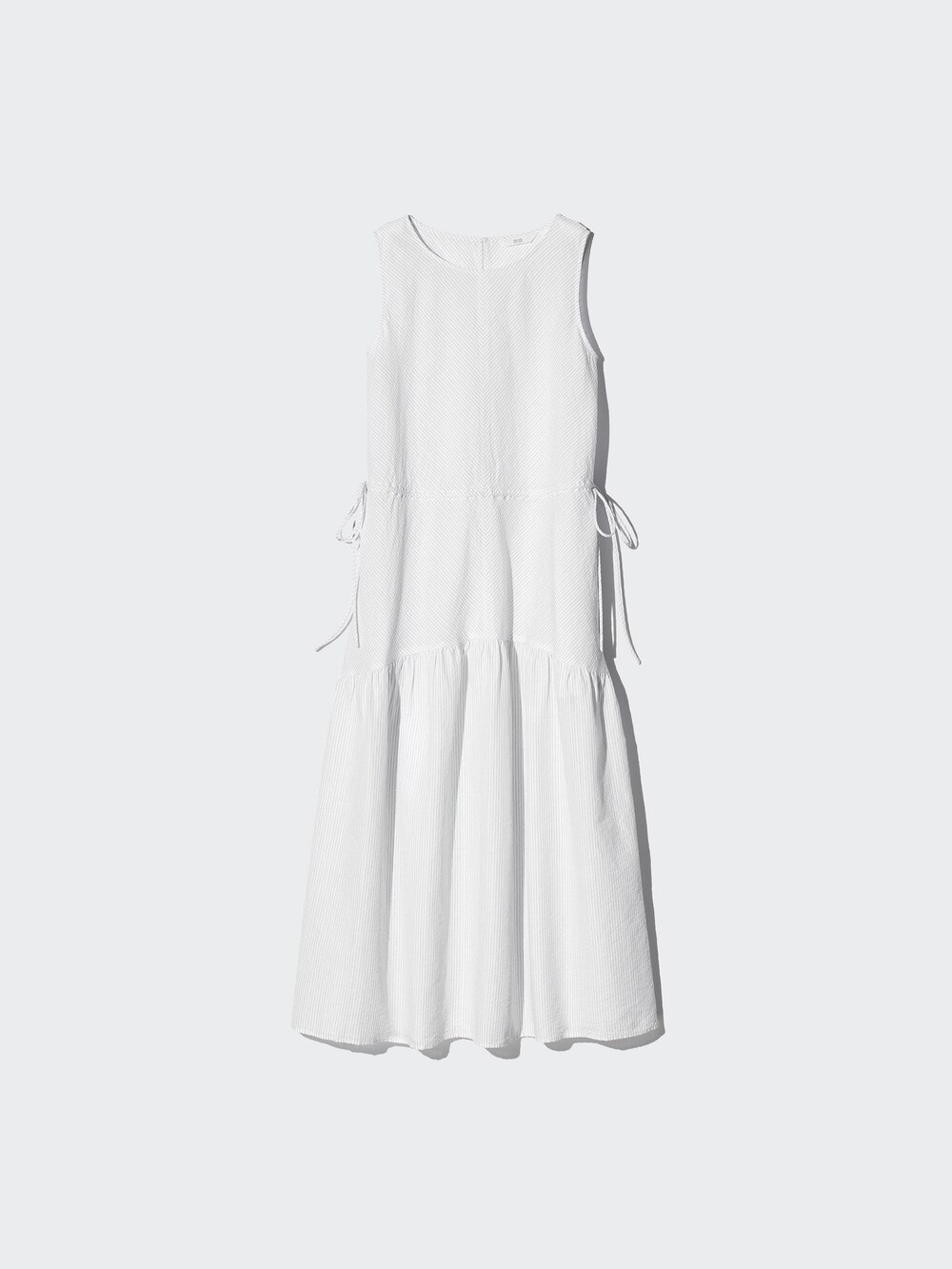 Uniqlo Linen Blend Tiered Dress | Stripe — фото 4