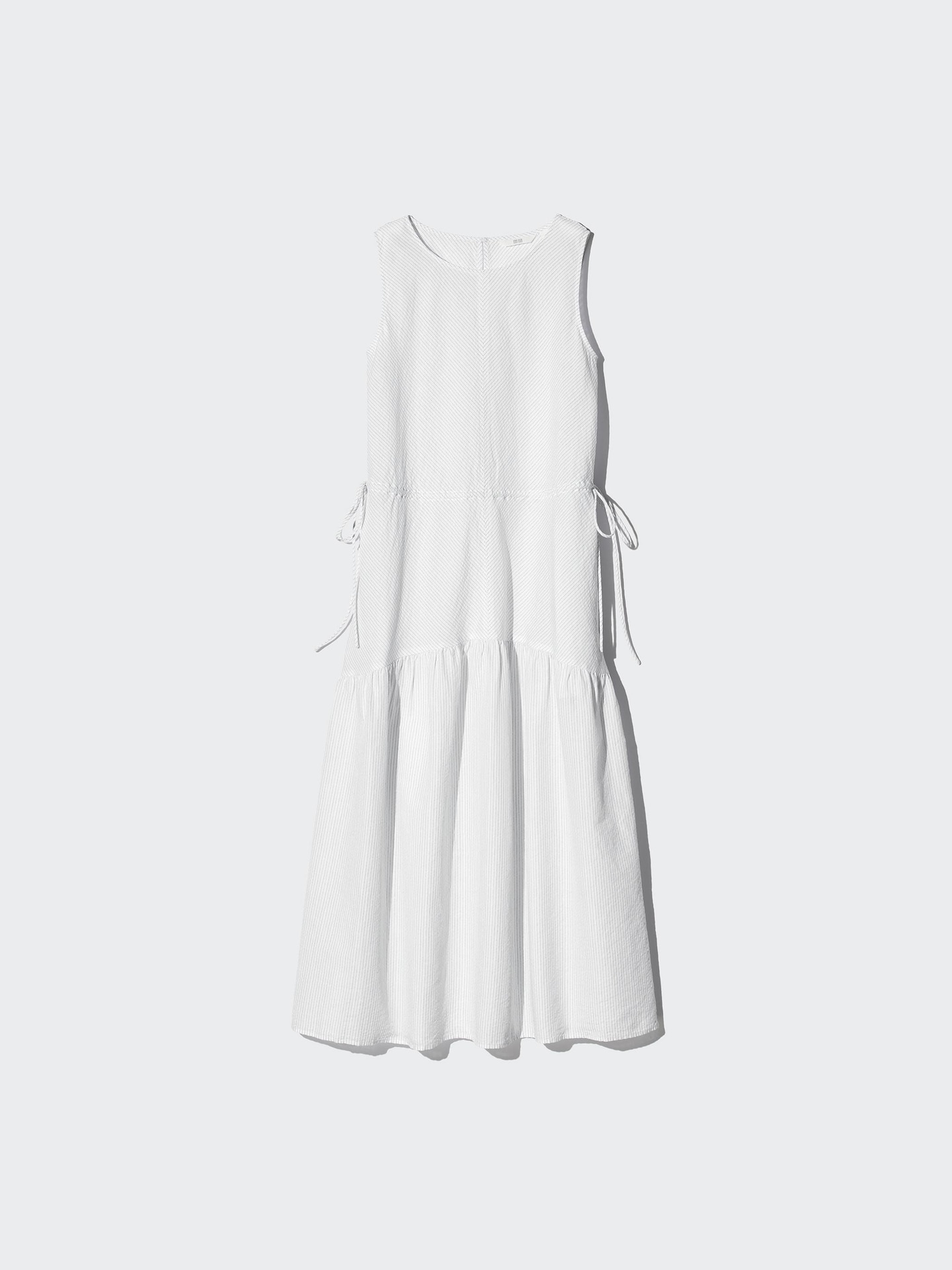 Женское многоярусное платье Uniqlo из льняной смеси в полоску, цвет: Тёмно-синий — фото 4