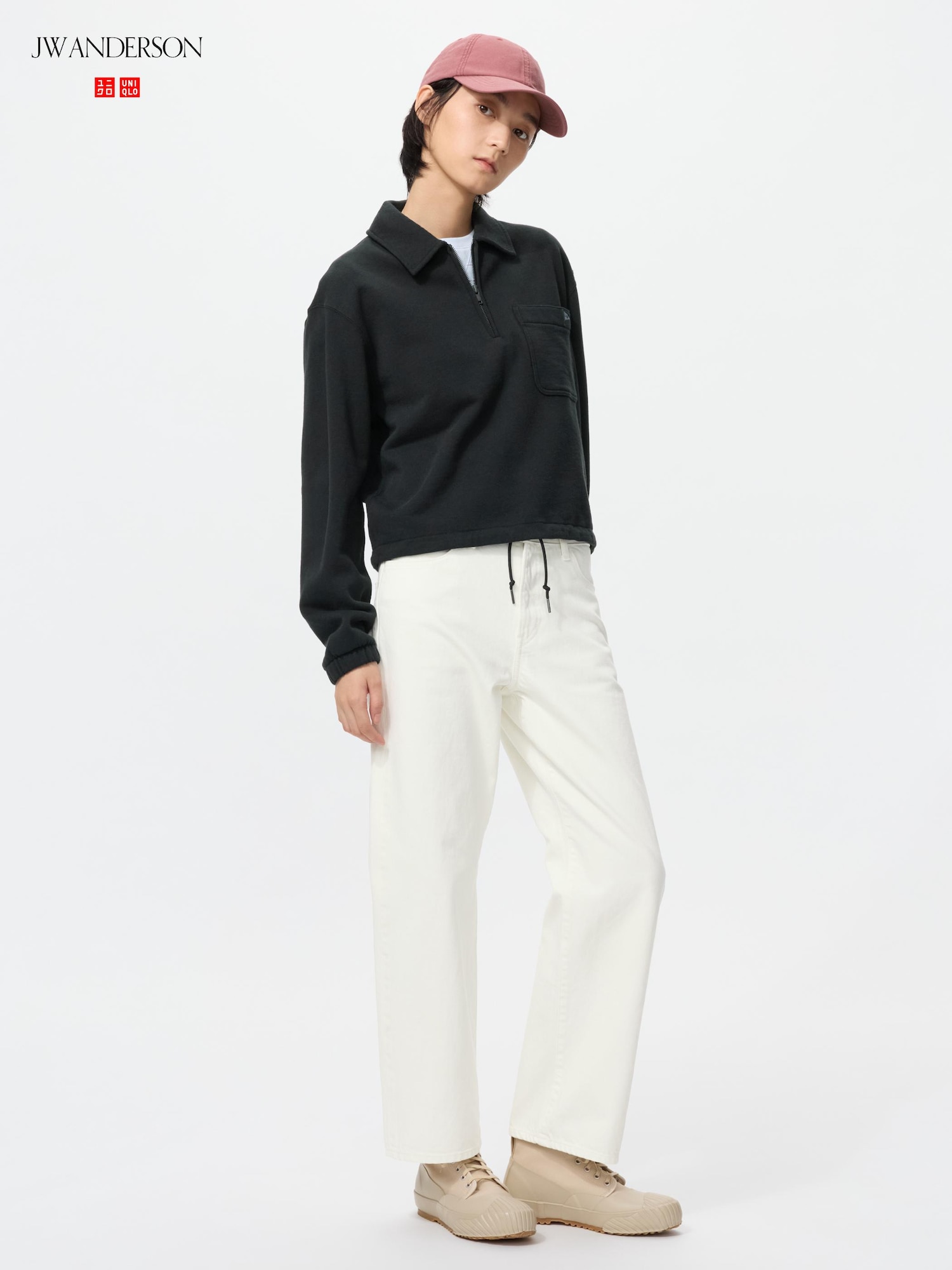 UNIQLO Women's Straight Jeans Short, Off White, 32 inch, 100% Cotton