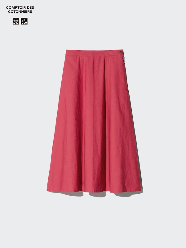 Linen Blend Flare Skirt