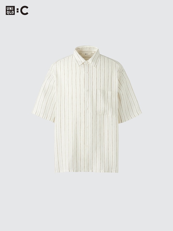 Premium Linen Oversized Shirt | Short Sleeve | Striped