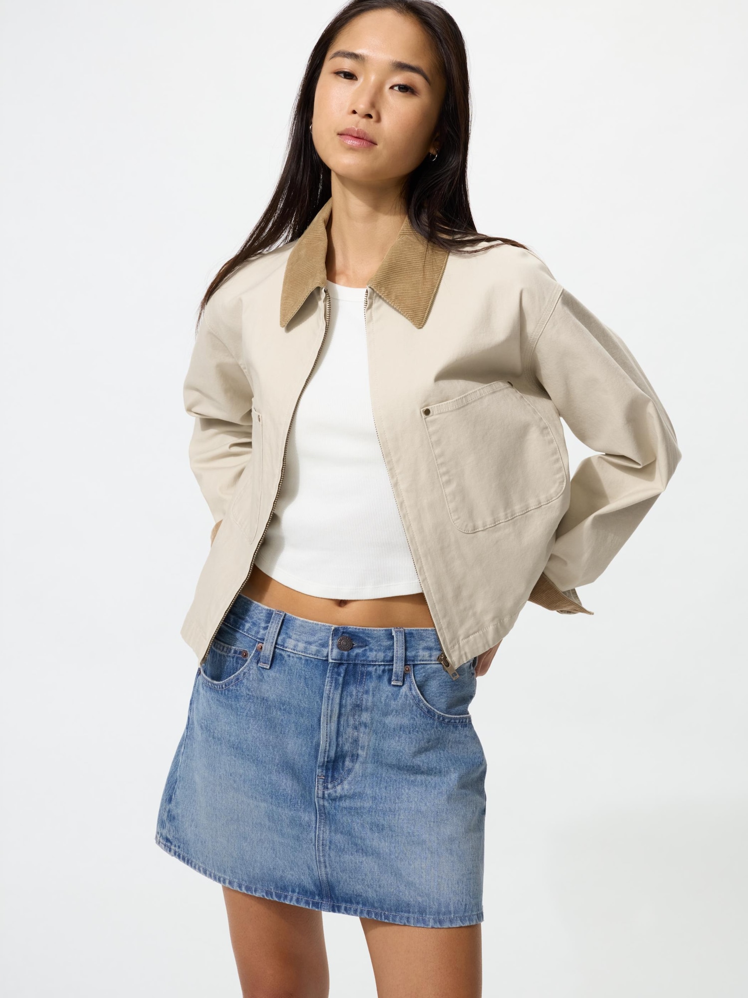 UNIQLO Women's Denim Mini Skirt, Blue, Medium, 100% Cotton