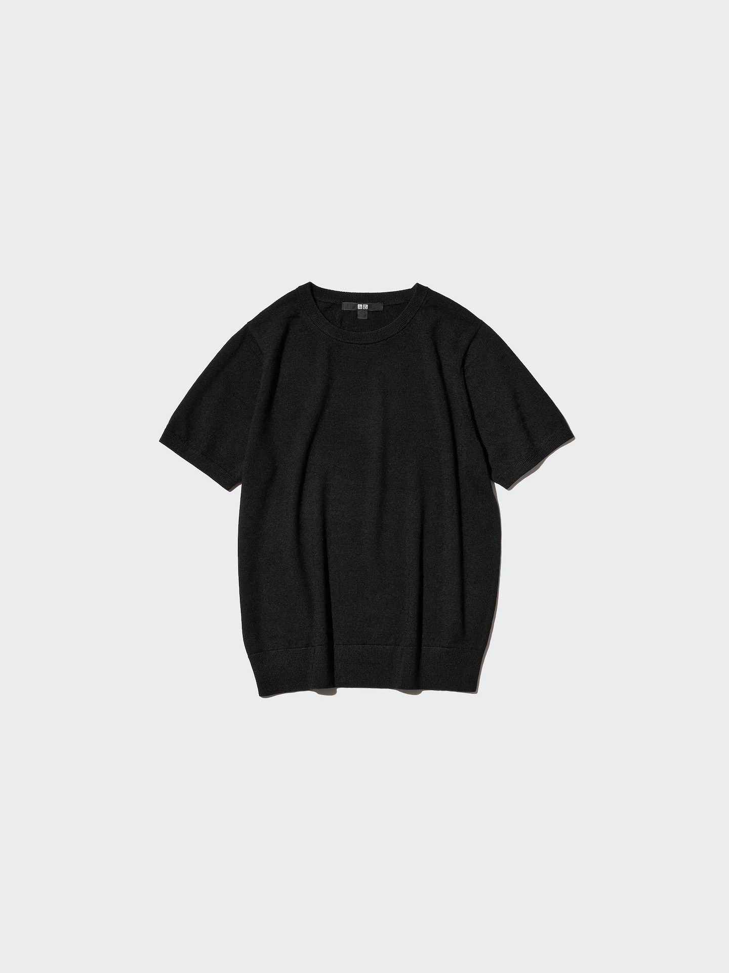 Женский свитер Uniqlo из мериноса с коротким рукавом, цвет: Чёрный