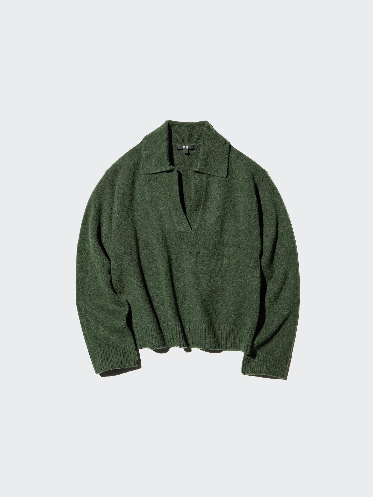 Женский свитер Uniqlo Souffle Yarn Skipper Polo Sweater, цвет: Тёмный серый — фото 4