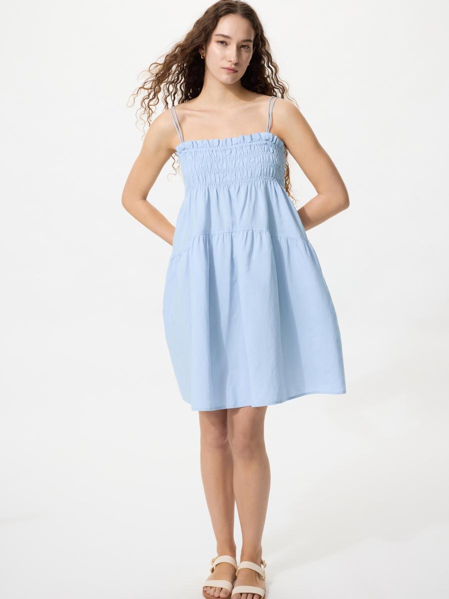 UNIQLO Women's Linen Blend Camisole Dress, Light Blue, Large
