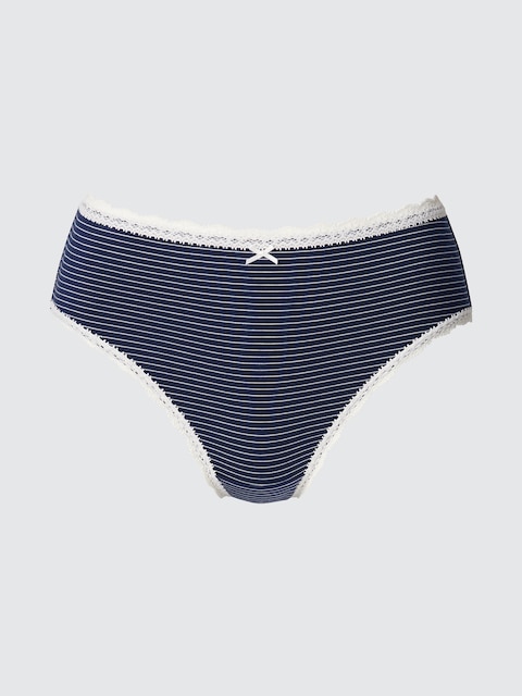 Uniqlo - Culotte (Taille Haute, Rayée) - Bleu Marine - S
