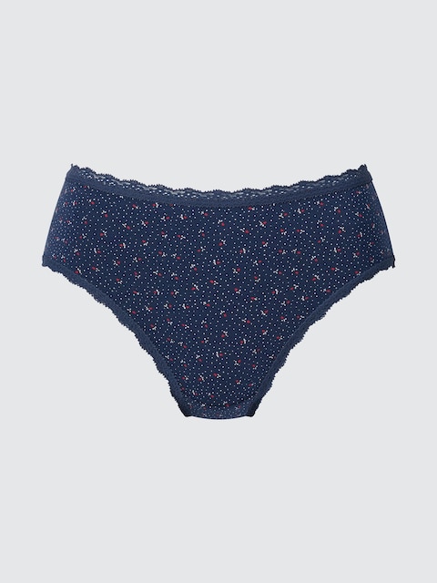 Uniqlo - Culotte (Taille Haute, Fleurs) - Bleu Marine - Xl