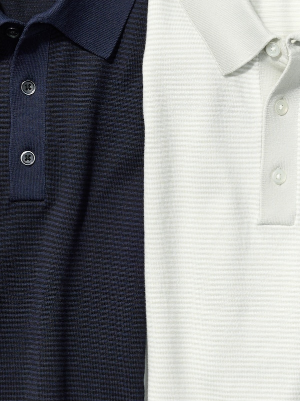 Washable Knitted Polo Sweater | Short Sleeve | Striped