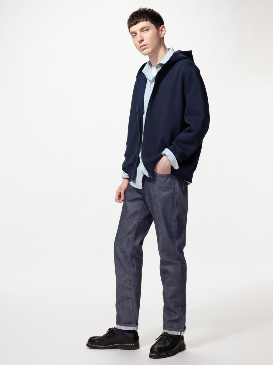 Uniqlo Men's Slim Straight Jeans Selvedge, Navy, 27 Inch