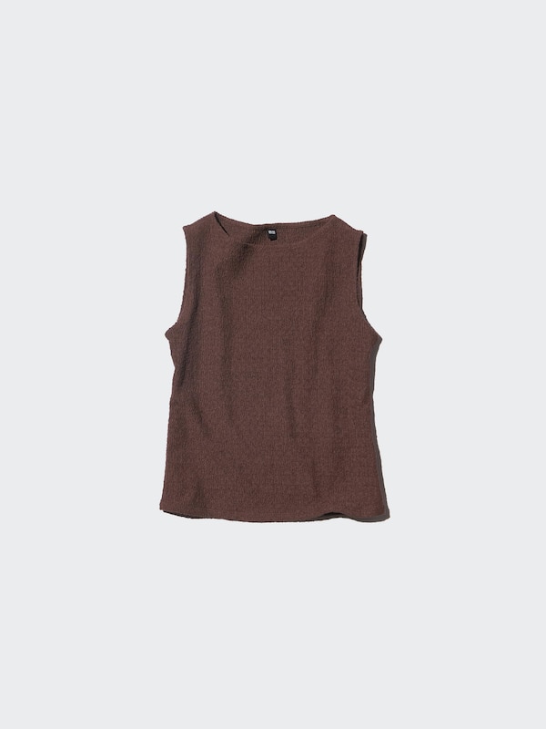 Shirring Boat Neck Sleeveless T-Shirt