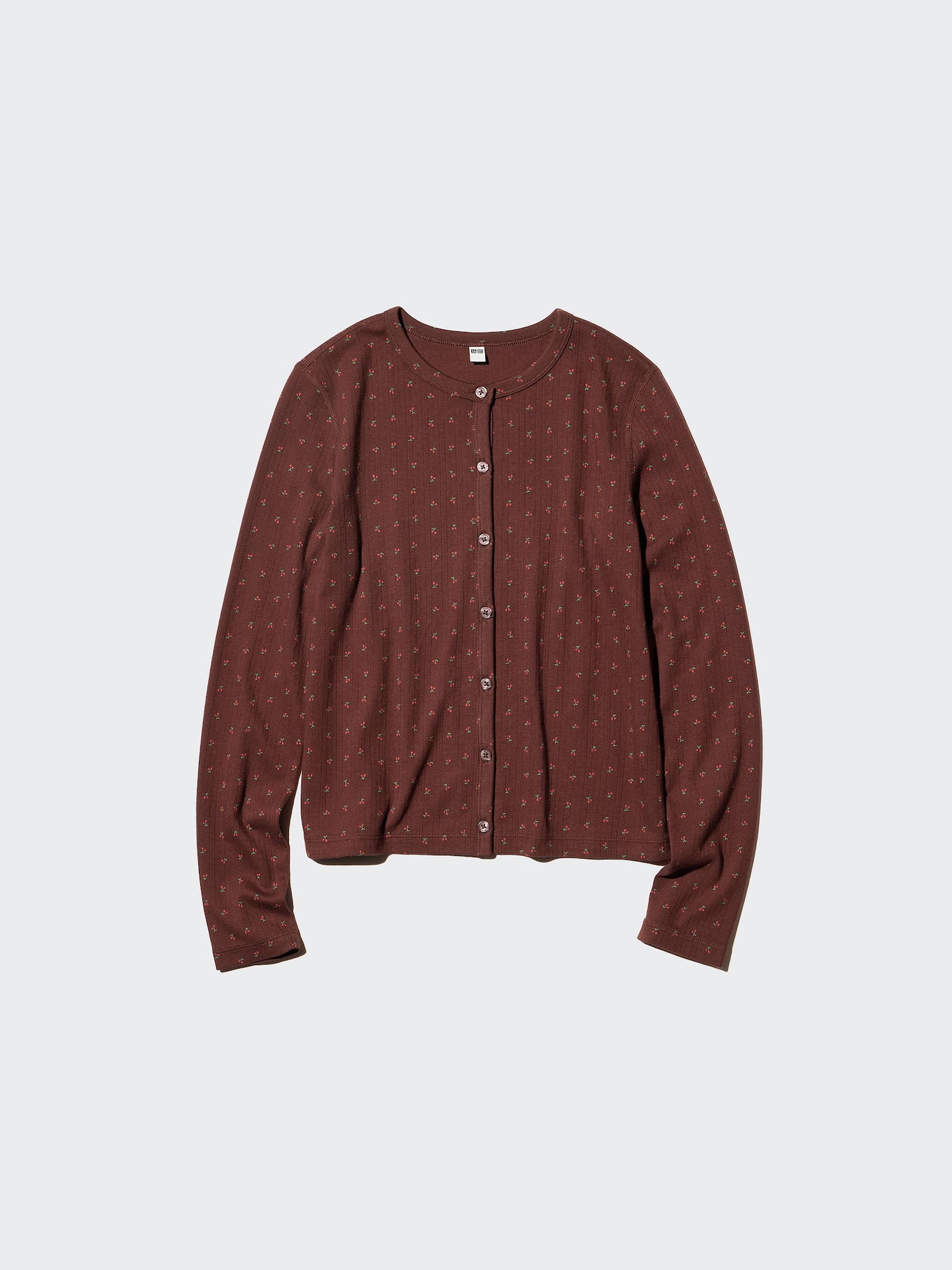 Женский кардиган Uniqlo из ажурного трикотажа, с принтом, цвет: Тёмный коричневый — фото 4