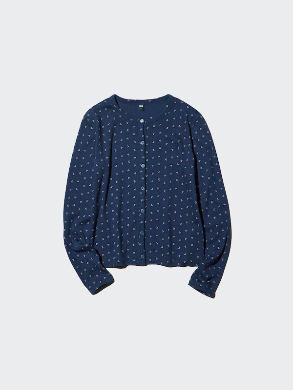 Pointelle Cardigan | Long Sleeve | Print