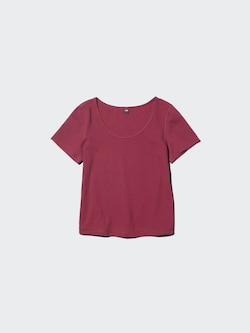 Pointelle Round Neck Mini T-Shirt | Deep Neck