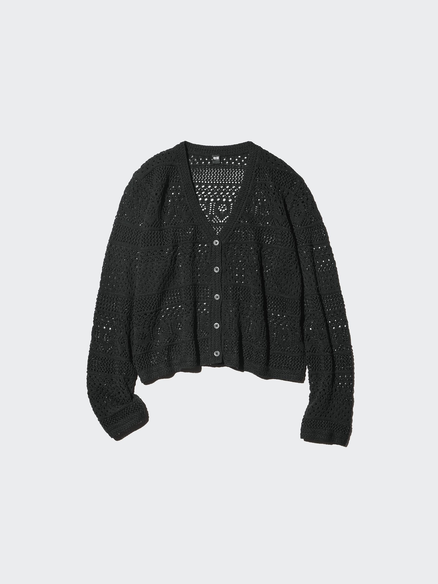 UNIQLO Women's Crochet V-Neck Cardigan, Black, Small