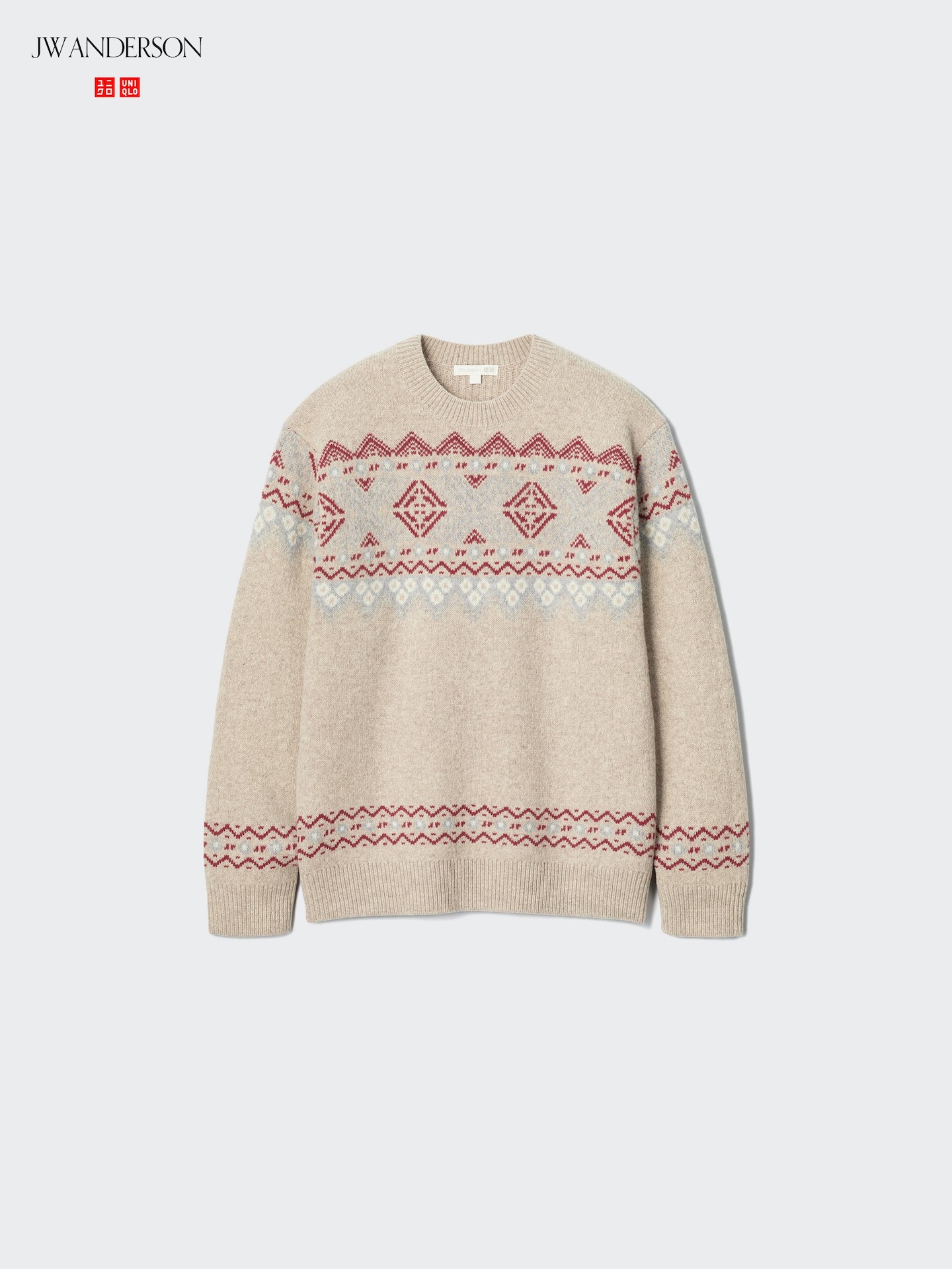 Свитер Uniqlo Lambswool Fair Isle, цвет: Бежевый — фото 6