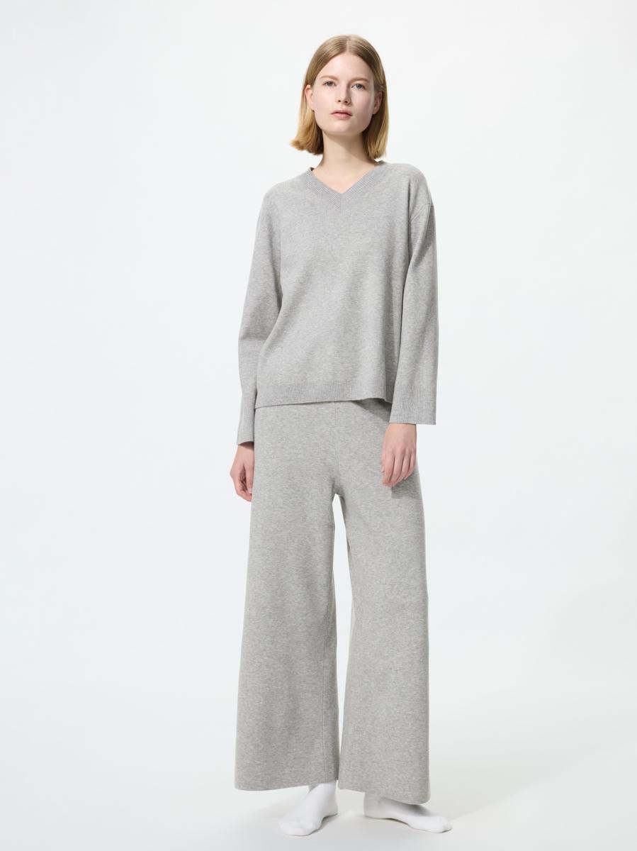 UNIQLO Women's Washable Knit Pants, Gray,