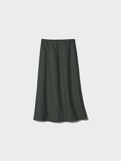Uniqlo - Jupe Longue En Lin Mélangé - Vert Foncé - Xxs