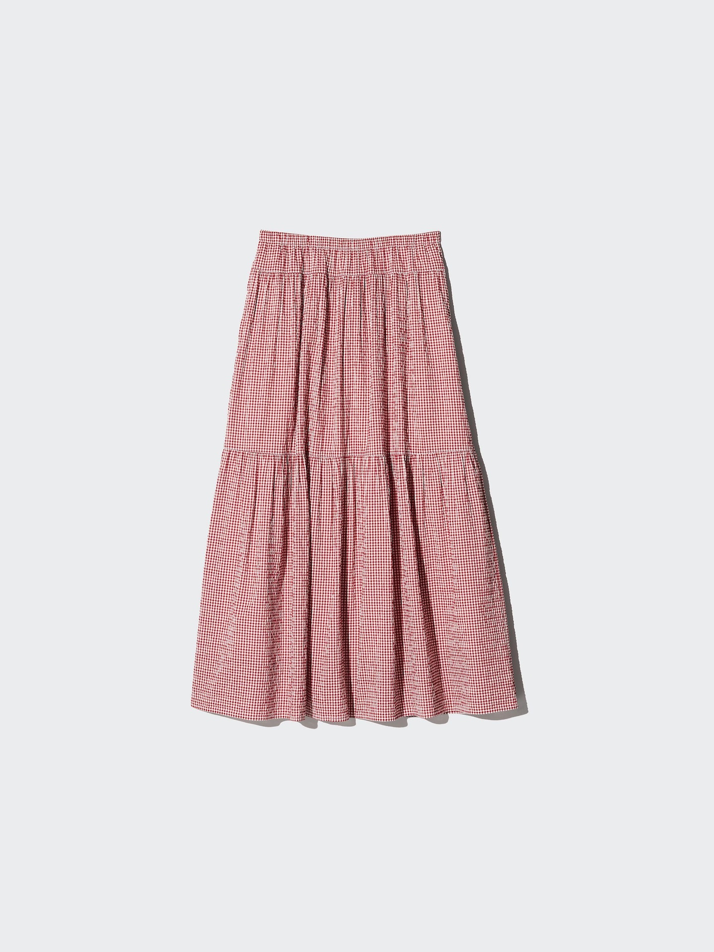 Женская ярусная макси-юбка Uniqlo, в клетку гингем, цвет: Синий — фото 3