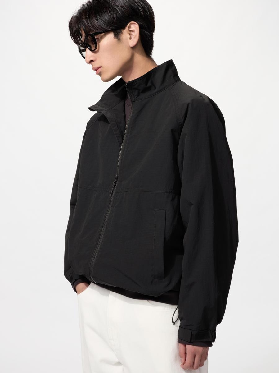 UNIQLO Men's Windproof Stand Blouson Jacket, Black,
