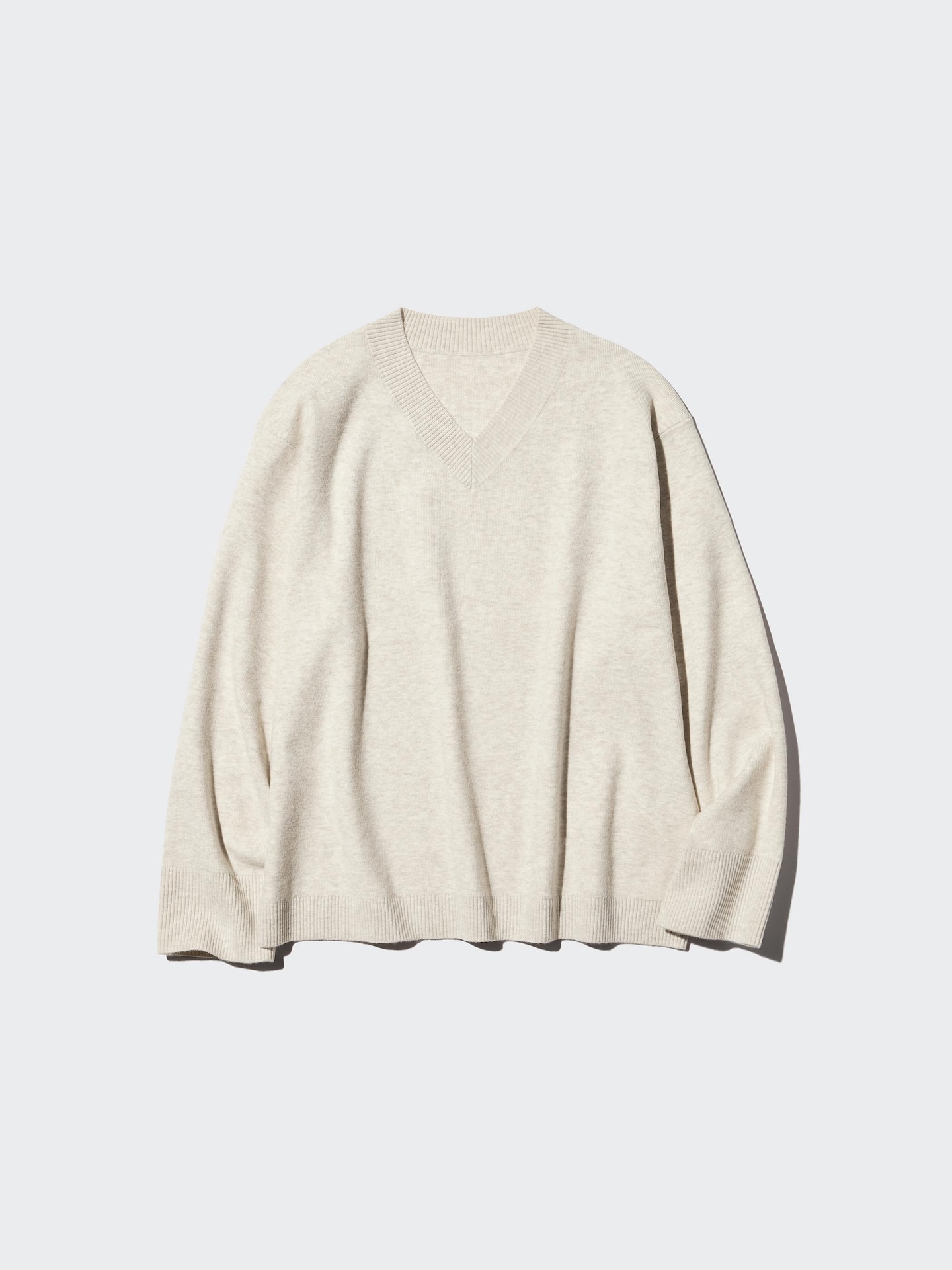 Женский трикотажный свитер Uniqlo с V-образным вырезом, стирающийся, гладкий, цвет: Чёрный — фото 6