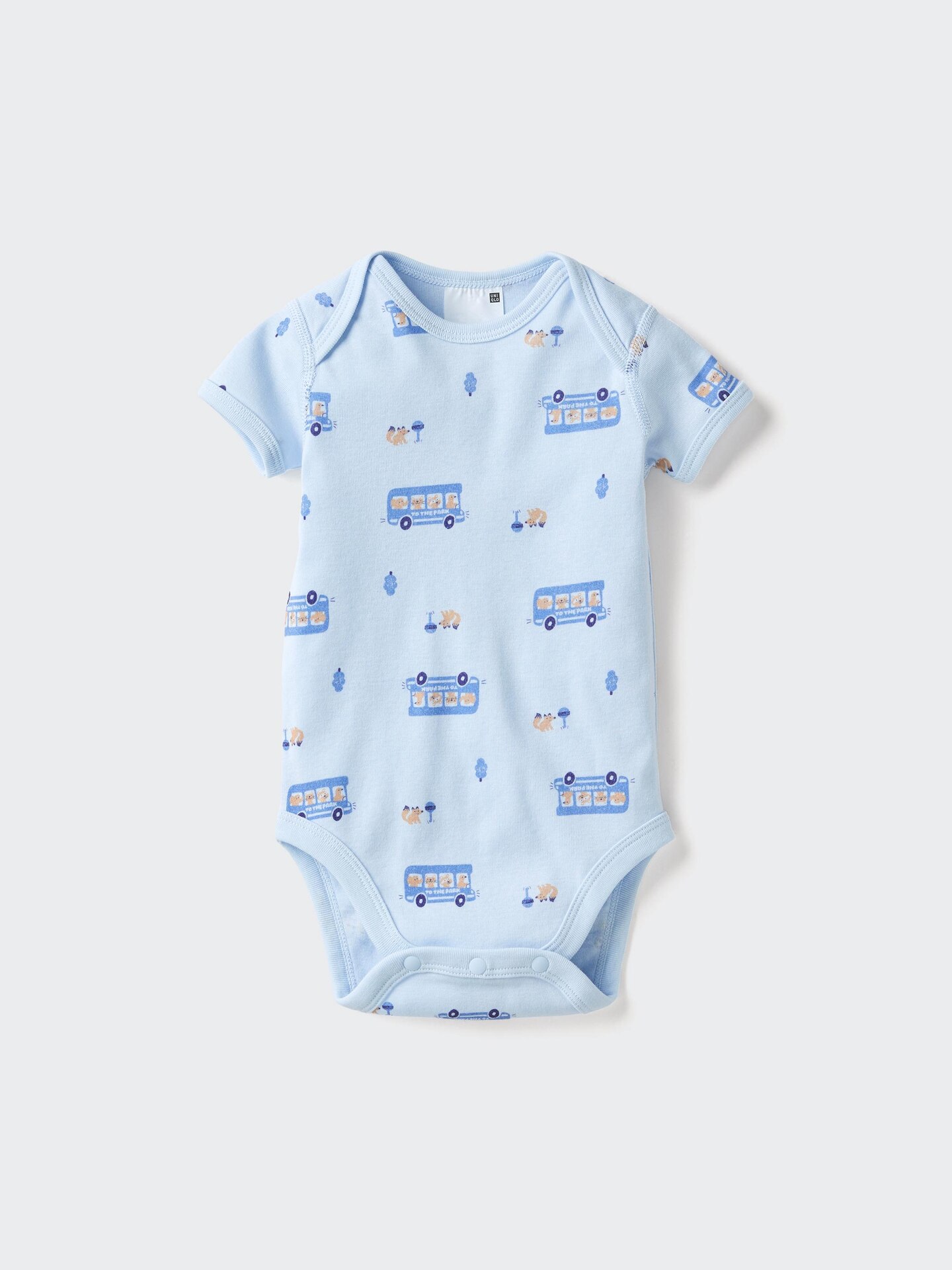 Боди для детей, короткий рукав, с принтом — Uniqlo, цвет: Синий — фото 1