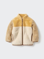 Baby Fluffy Yarn Fleece Full-Zip Jacket | Color Blocked