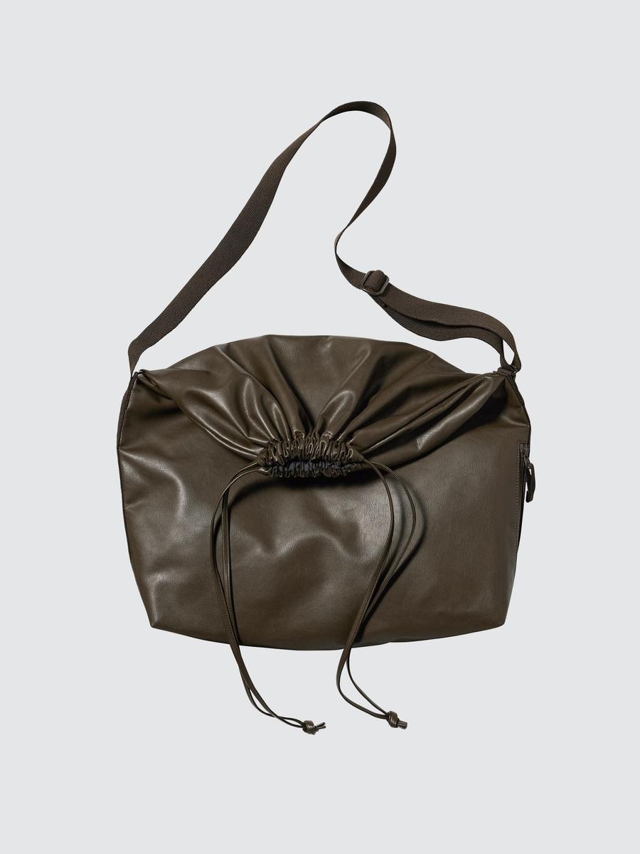 UNIQLO Men's Soft Coated Drawstring Bag, Dark Brown