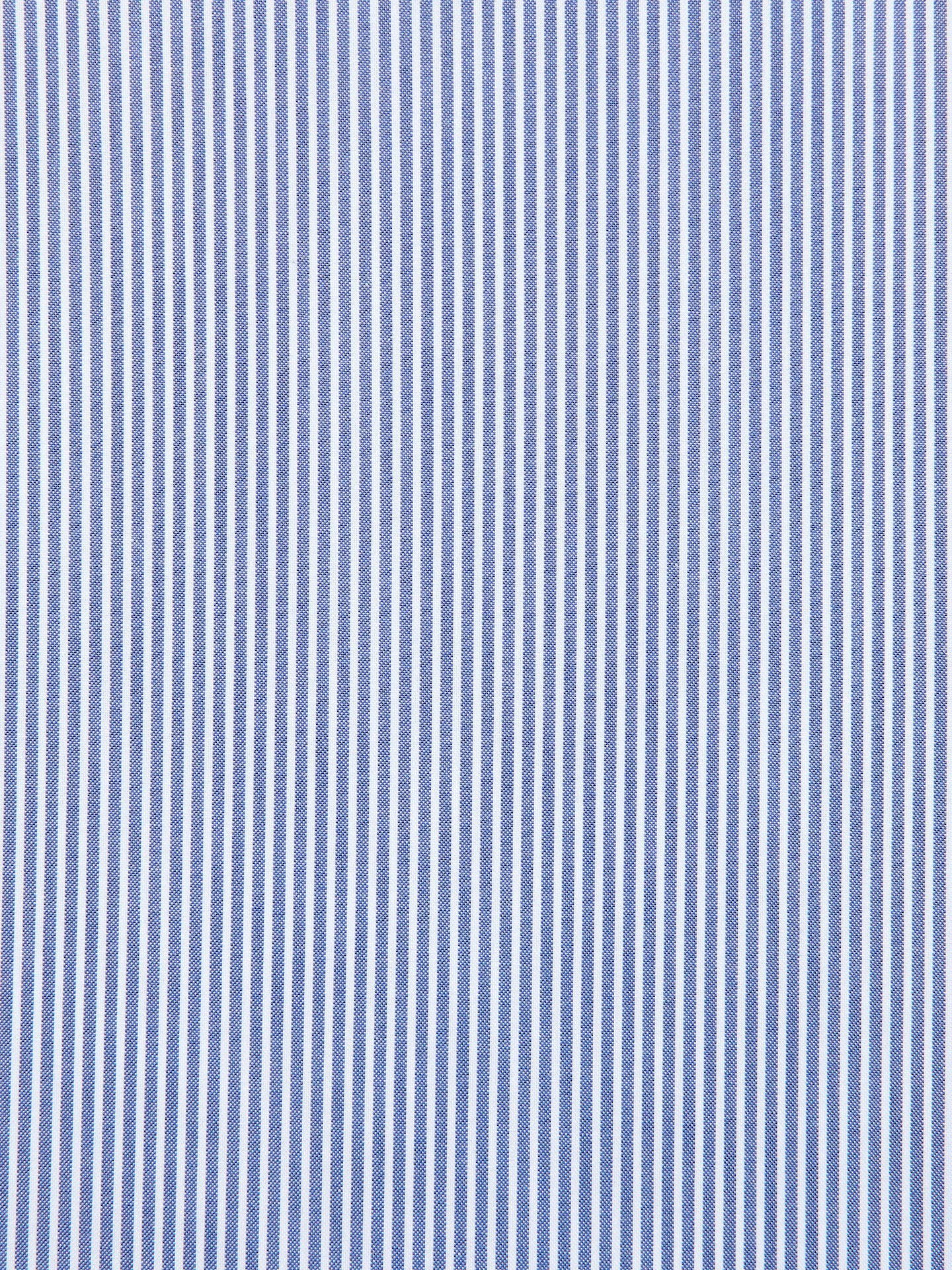 Мужская приталенная рубашка Uniqlo Super Non-Iron, button-down, в полоску, цвет: Синий — фото 2