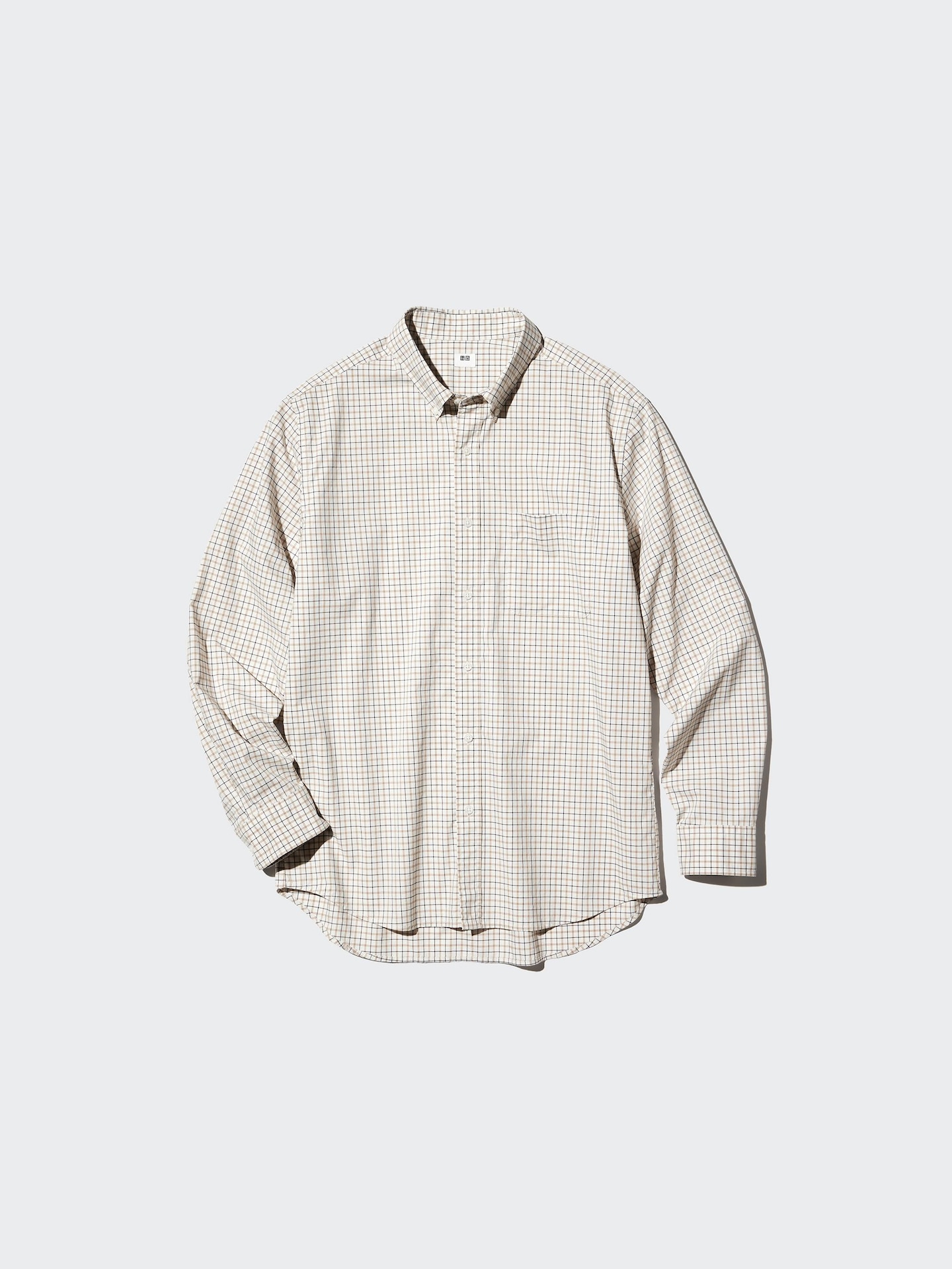 Рубашка Uniqlo из поплина в клетку, цвет: Натуральный — фото 7