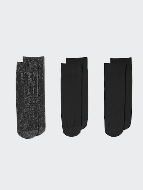 Женские носки Uniqlo Regular Socks | 3 Pairs | Crew Sheer Glitter