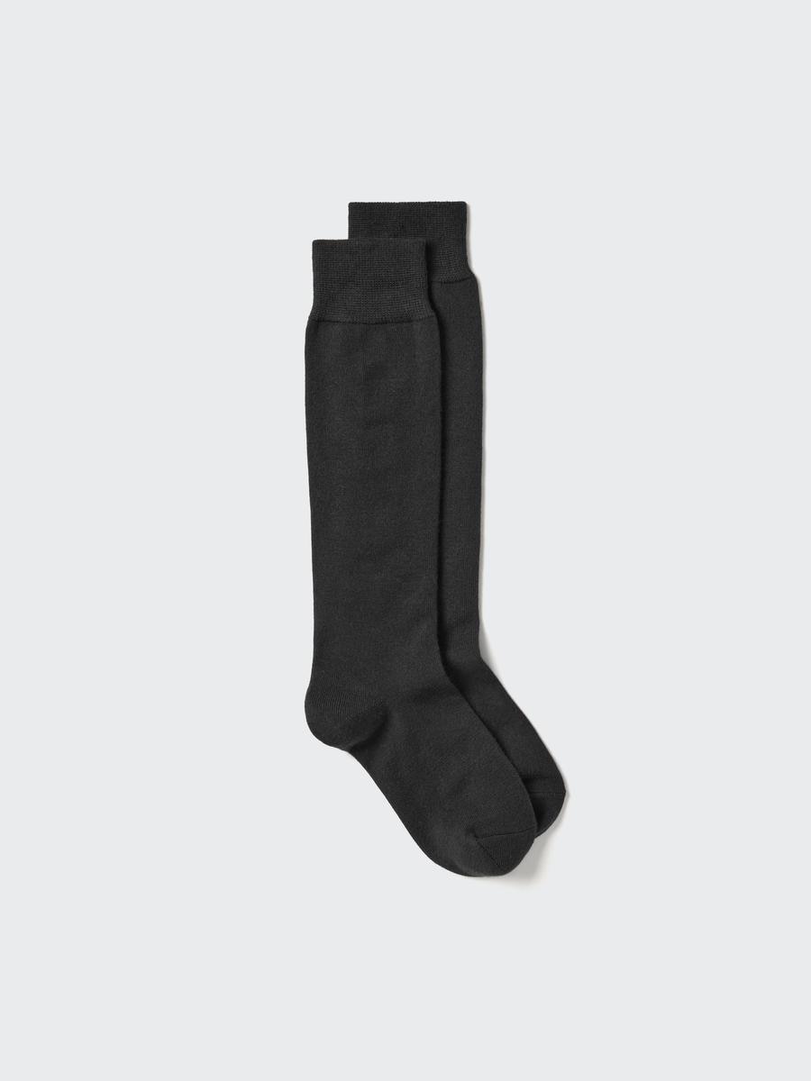 Uniqlo Women's Heattech Knee High Socks With Odor Control, Black, Us W 7.5-10