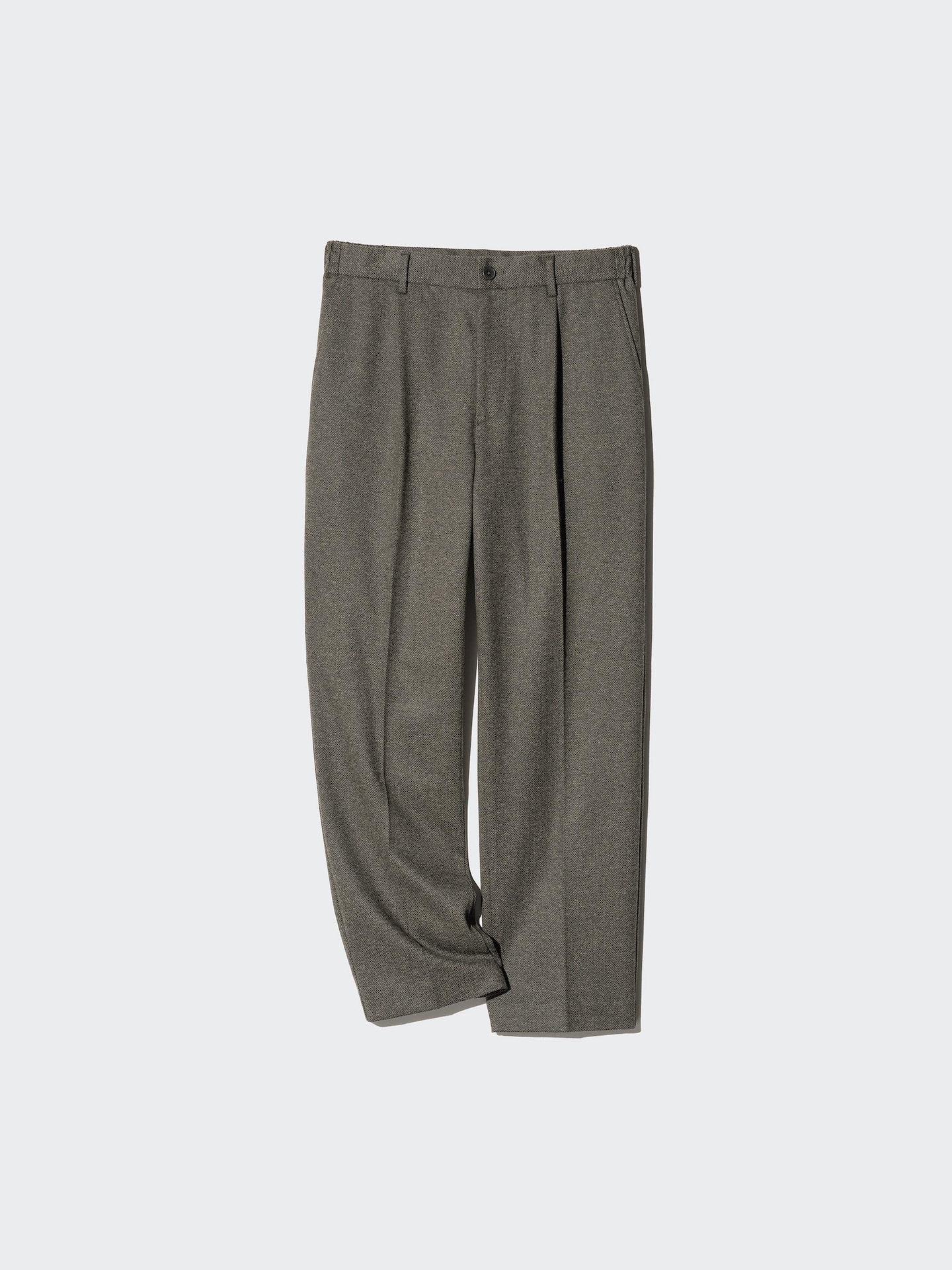 Мужские брюки Uniqlo Pleated Wide Pants Herringbone, цвет: Коричневый — фото 2