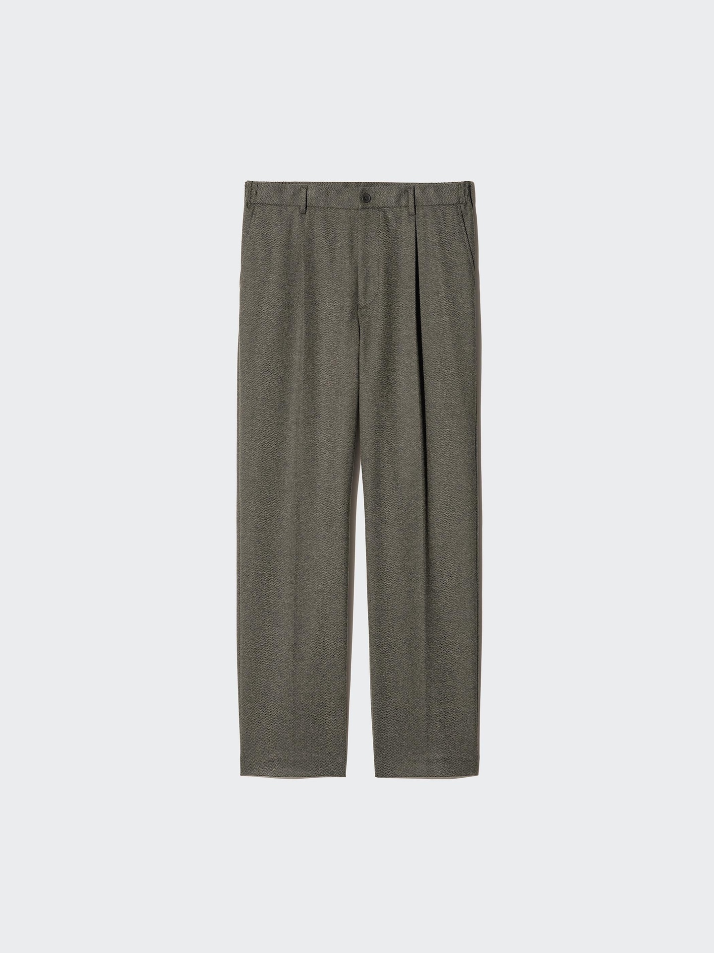 Мужские брюки Uniqlo Pleated Wide Pants Herringbone Tall, цвет: Коричневый — фото 2