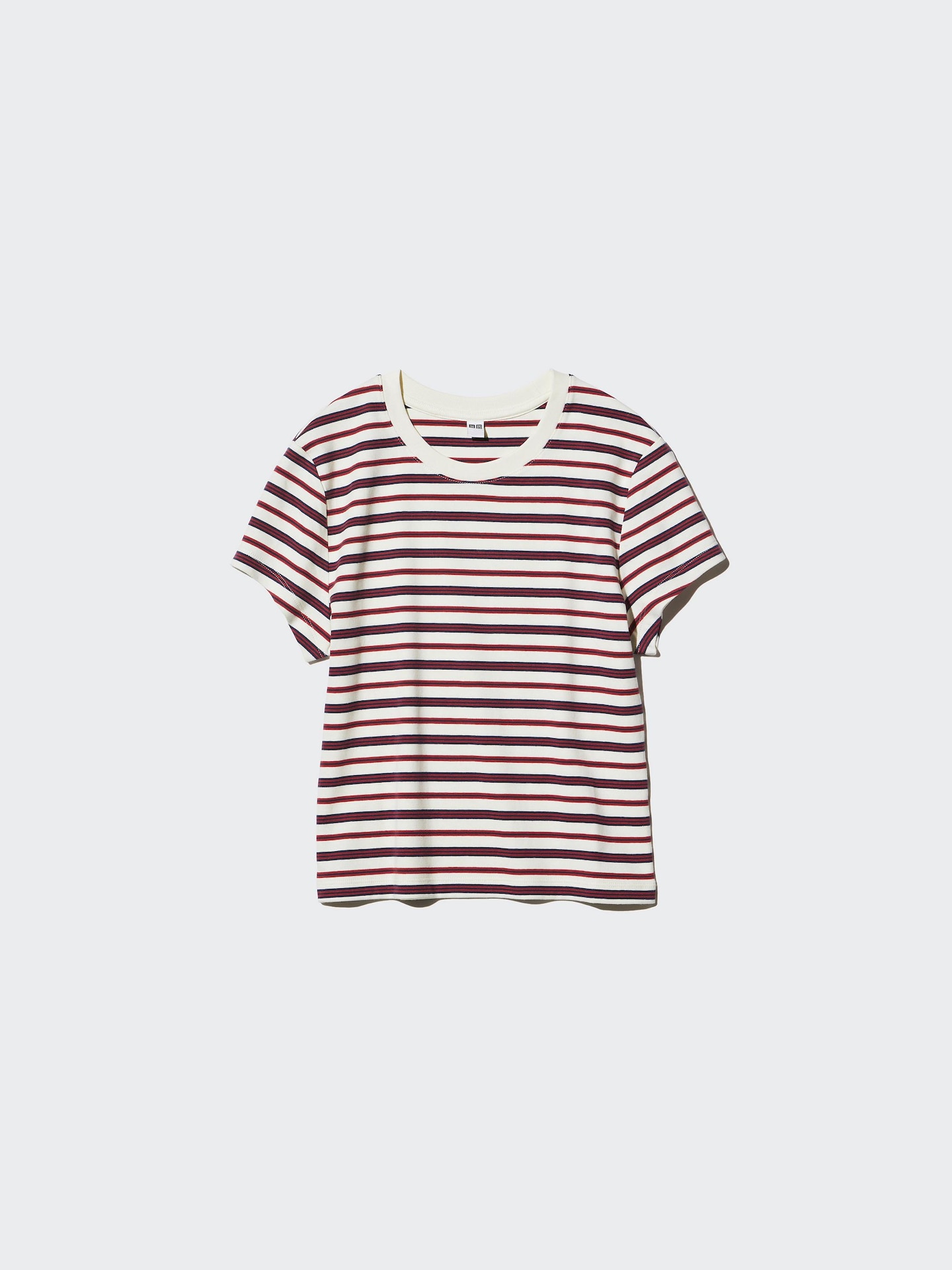 Женская мини-футболка Uniqlo в полоску, цвет: Серый — фото 3
