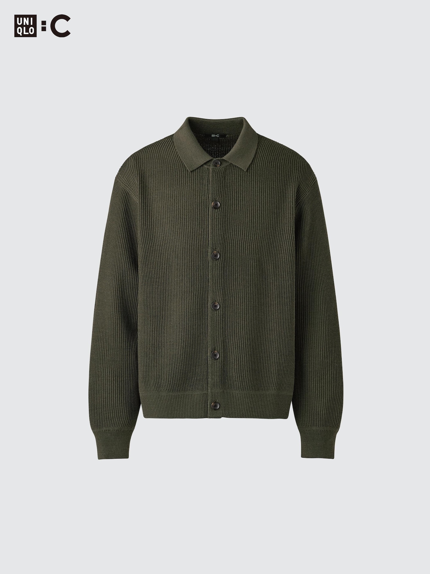 Мужской кардиган Uniqlo Merino Blended Shirt Collar, цвет: Чёрный — фото 4