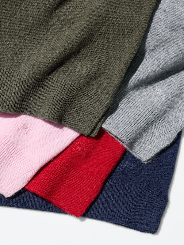 Wool Cashmere Blend V Neck Short Jumper