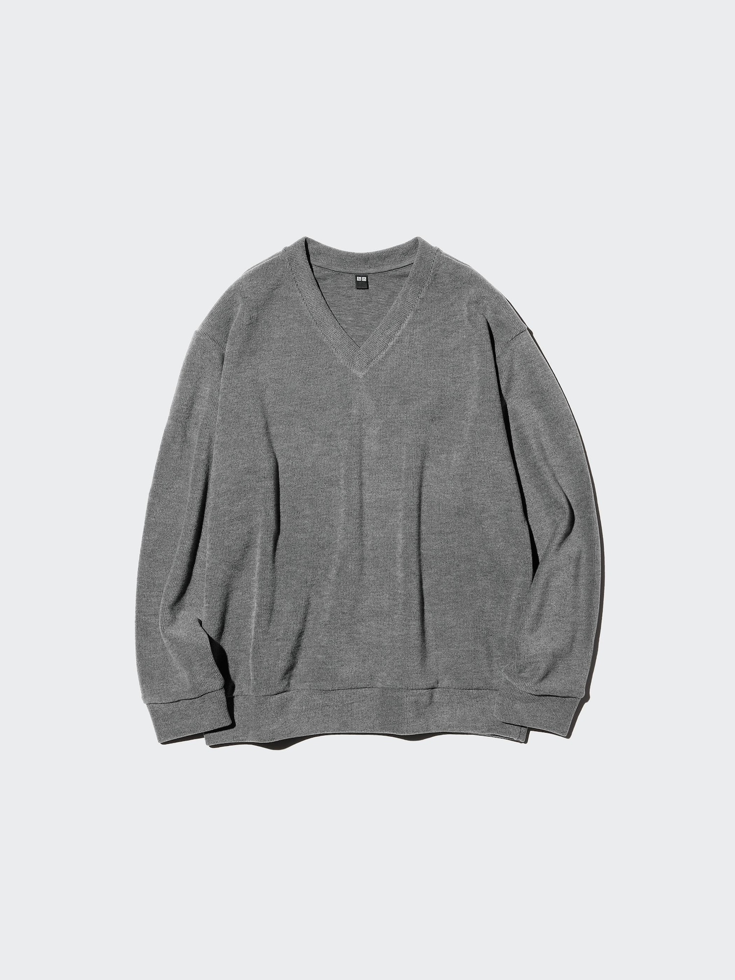 Uniqlo Women's Ribbed Knitted Fleece V-neck T, Gray, 2xs In Green