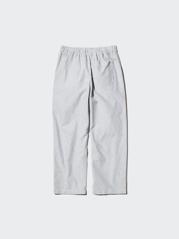 Cotton Relaxed Ankle Trousers (Striped)