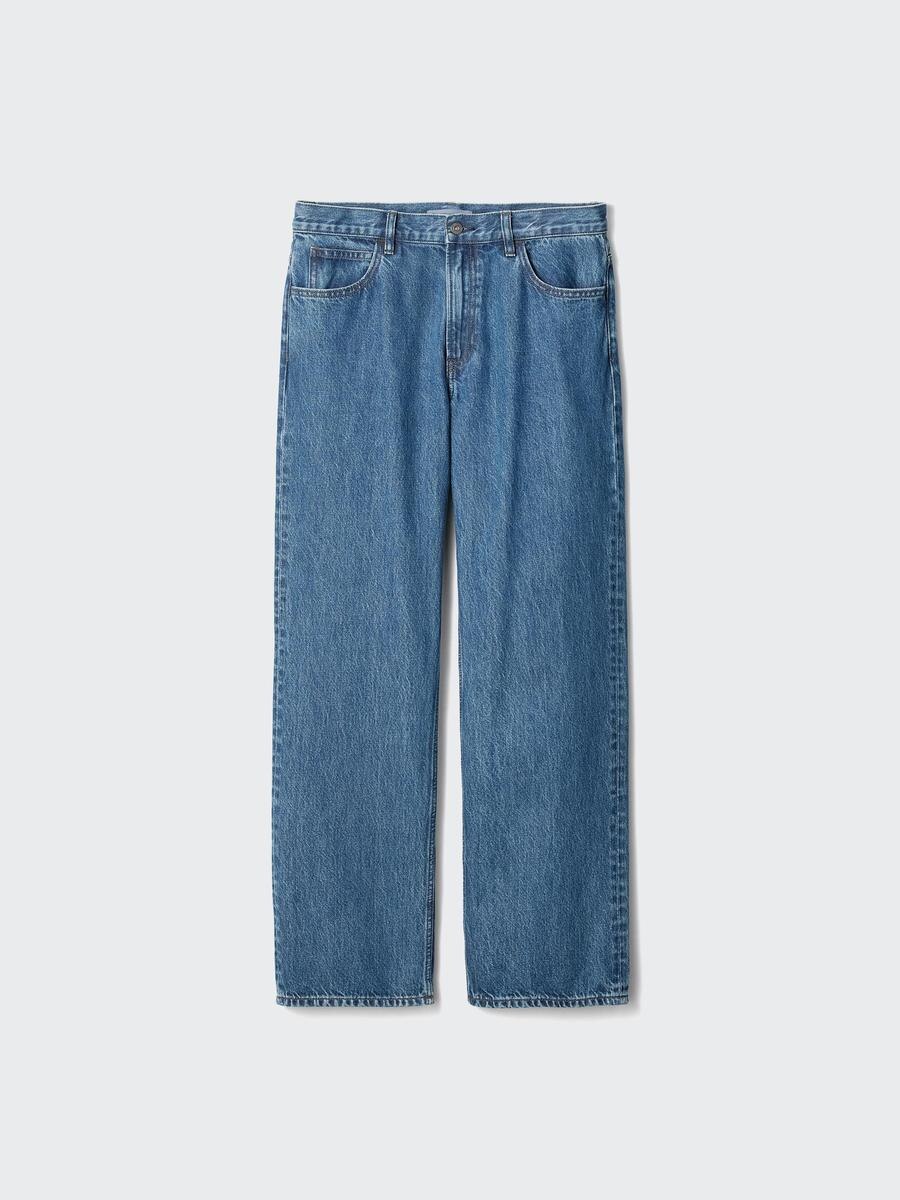 UNIQLO Men's Straight Jeans, Blue, 38 inch, 100% Cotton